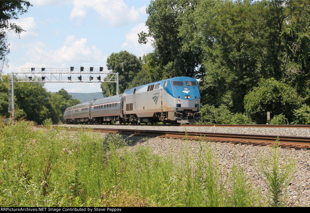 AMTK 116 takes the Pennsylvanian through MP116 on the Harrisburg division